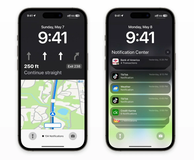 天河苹果维修服务分享iOS17锁屏地图导航半屏显示长什么样 
